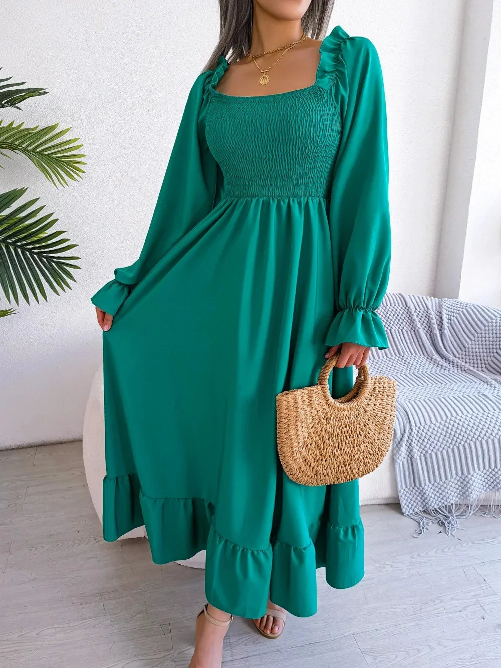 Robe longue avec dentelle pour femmes