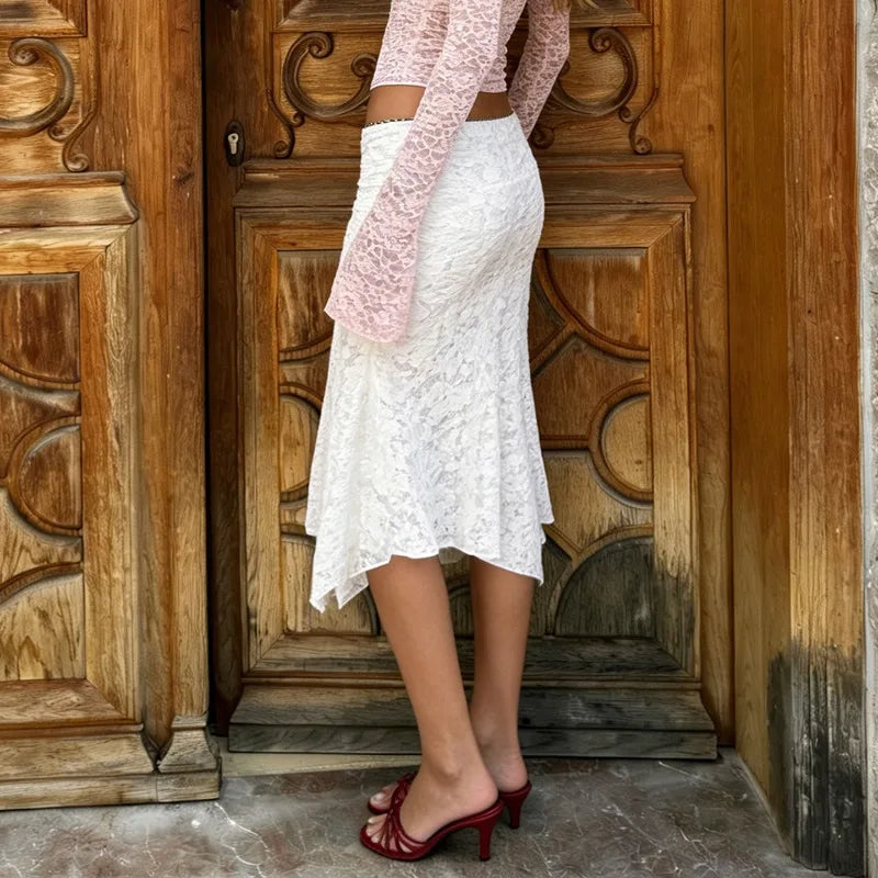 Jupe sirène sexy en dentelle imprimée pour femmes