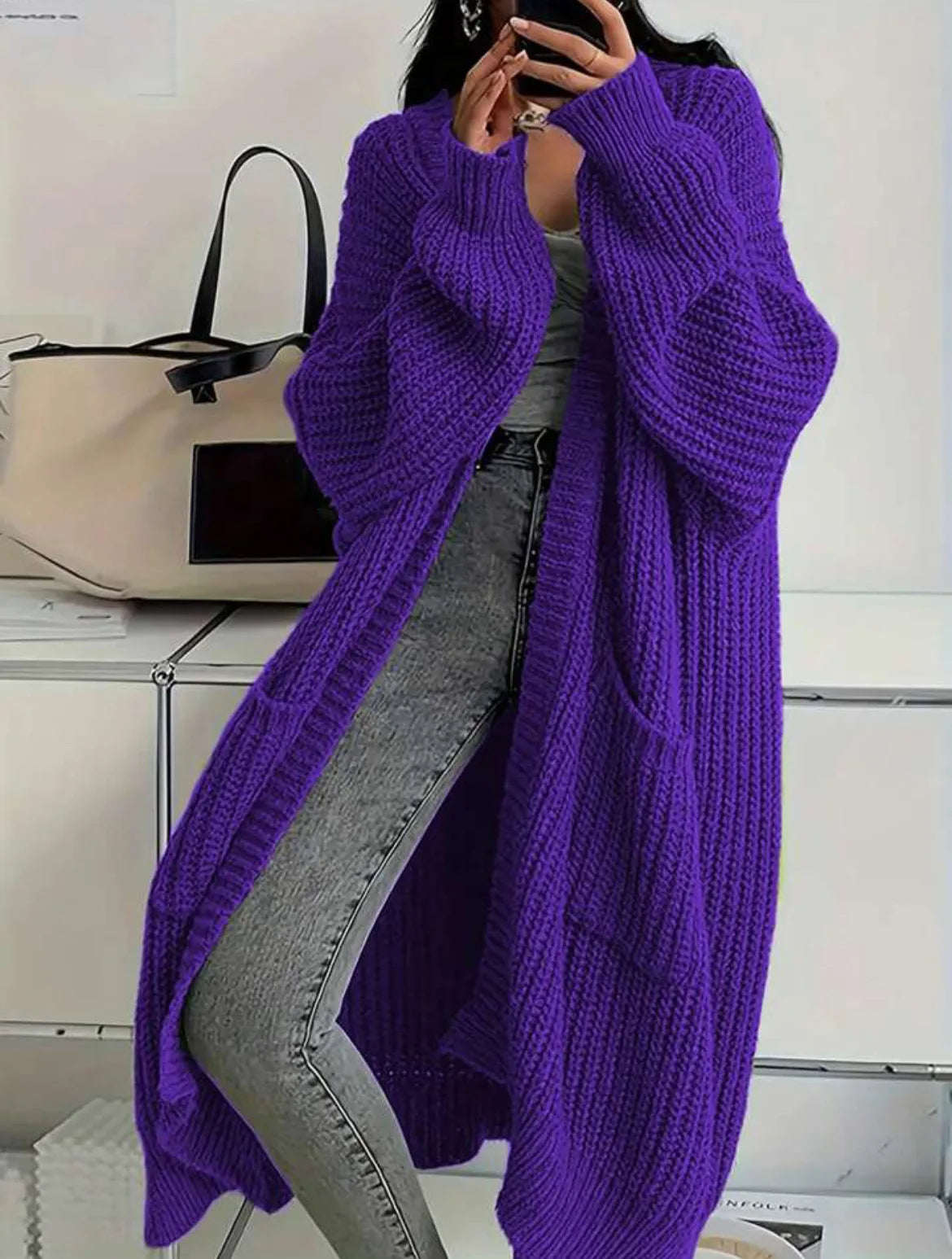 Cardigan longue tricoté pour femmes