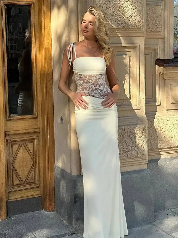 Robe longue en maille épissage pour femmes
