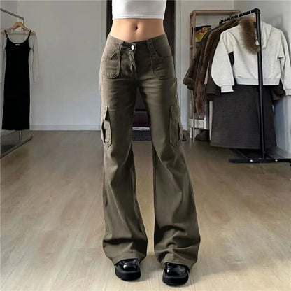 Jean Marron Droit Taille Basse – Style Urbain