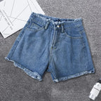 Short en jean à bords rugueux pour femmes