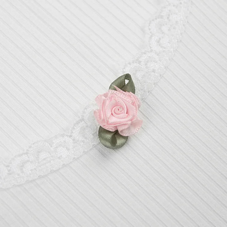 Top court en dentelle florale pour femmes