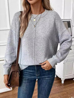 Pull chandails à col rond et manches longues tricoté pour femmes