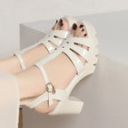 Sandales en cuir à talons pour femmes