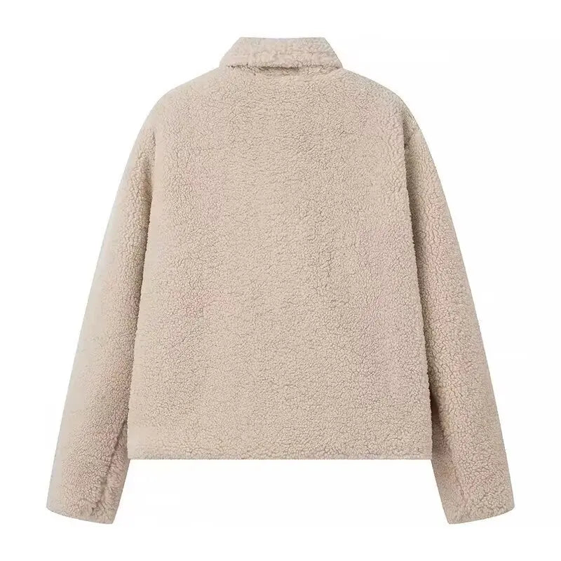 Veste ample en polaire et fourrure d'agneau pour femmes