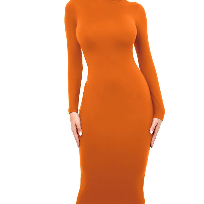 Robe à manches longues et col roulé pour femmes