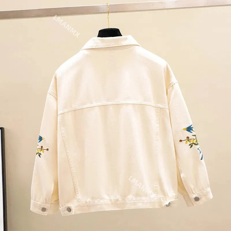 Veste en jean brodée pour femmes