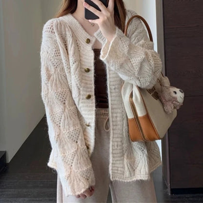 Cardigan en Maille Femme – Style Coréen Chic