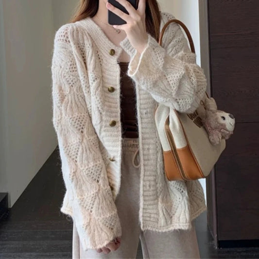 Cardigan en Maille Femme – Style Coréen Chic
