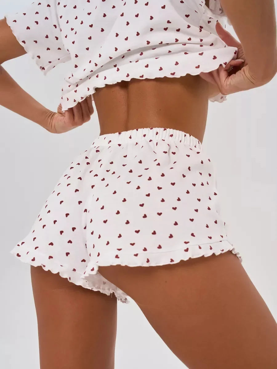 Pyjama d’Été Femme – Imprimé Cœurs