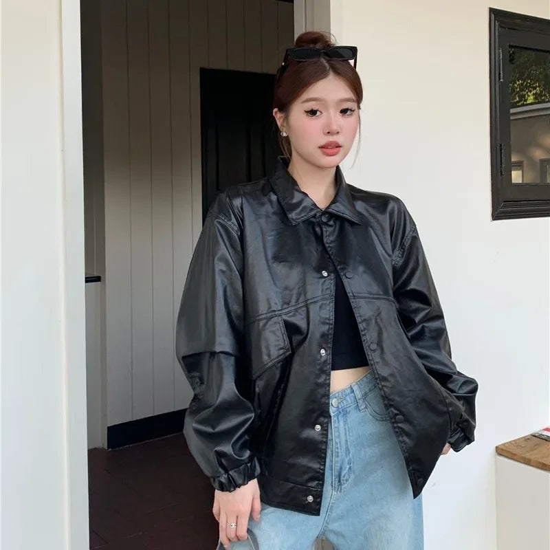 Veste en cuir PU pour femmes