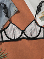 Ensemble de lingerie sexy en dentelle à carreaux pour femmes