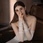 Gants élégants en tulle doux avec cœurs Appliqués pour femmes