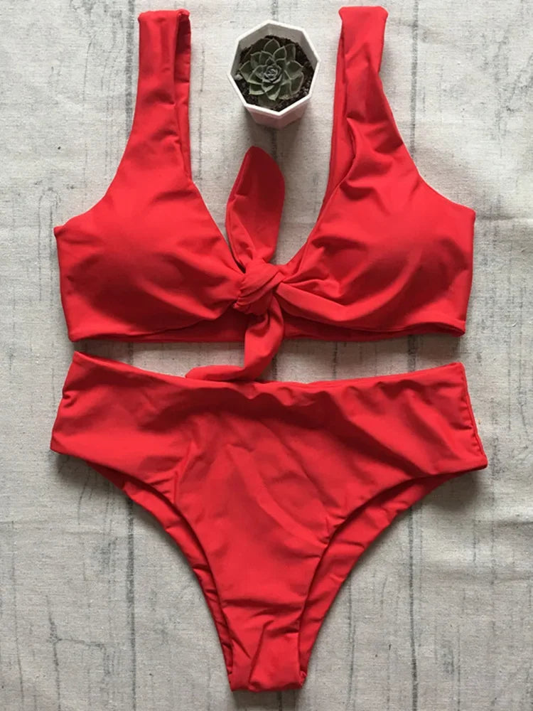 Maillot de bain deux pièce taille haute pour femmes