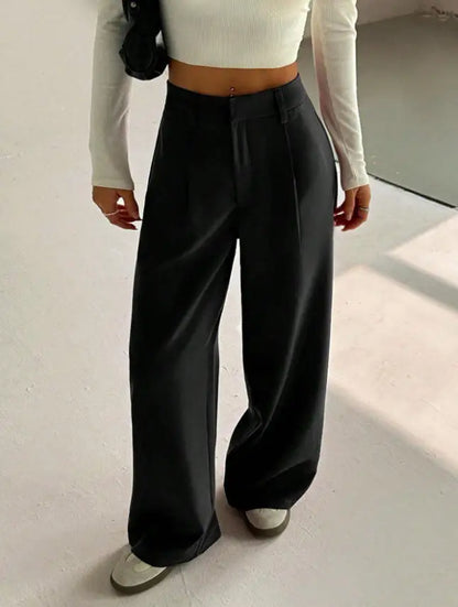 Pantalon Ample Femme – Taille Haute et Tissu Léger