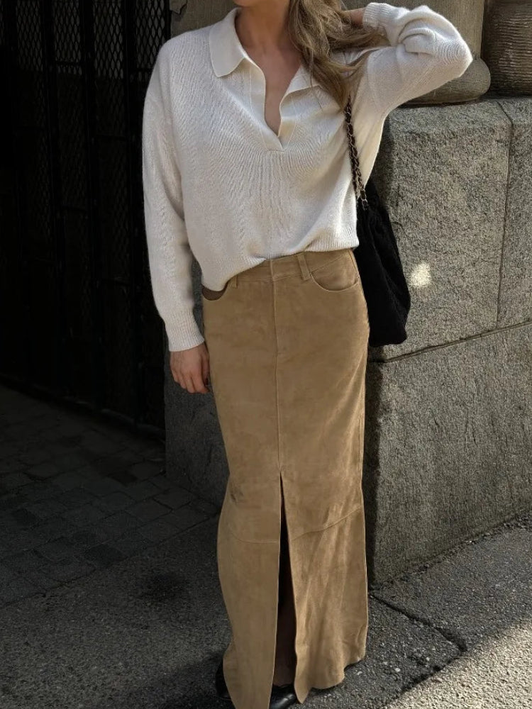Jupe Droite Rétro Femme – Taille Haute et Poches