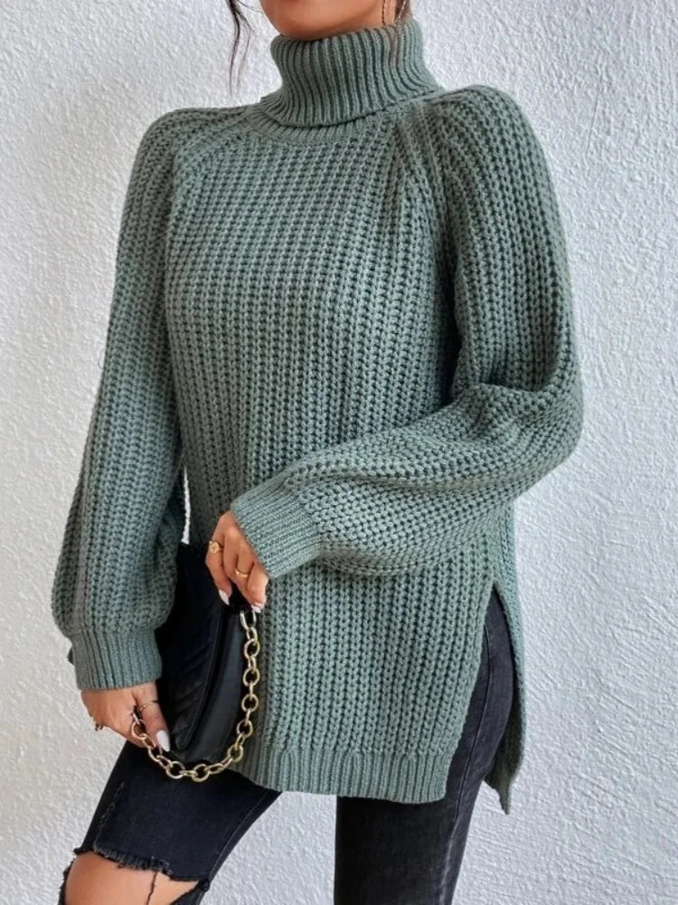 Pull col roulé à manches longues pour femmes