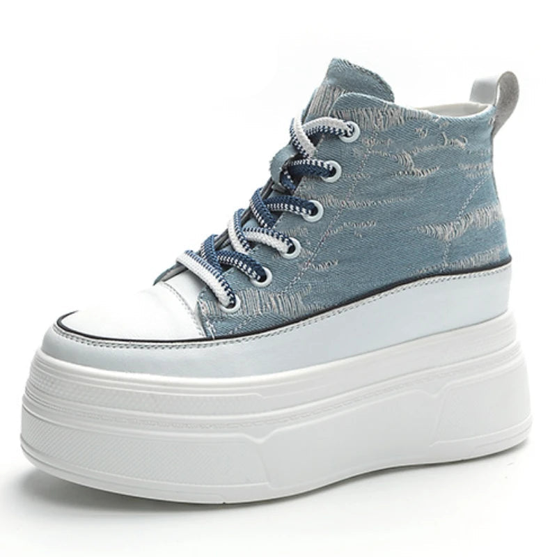 Baskets à lacets en cuir véritable pour femmes