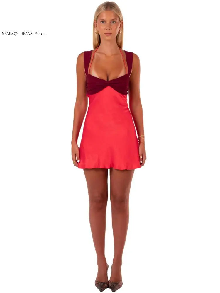 Mini robe en satin pour femmes