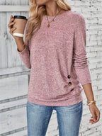 T-Shirt froncé à décor de boutons pour femmes