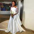Robe de mariée sirène en satin avec traîne amovible pour femmes