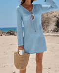 Robe courte en tricot ajouré pour femmes