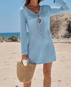 Robe courte en tricot ajouré pour femmes