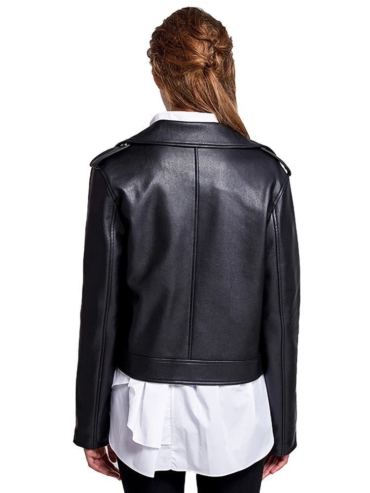 Veste en faux cuir pour femmes