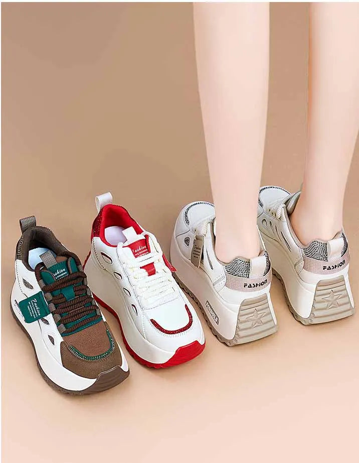 Baskets en cuir véritable confortable respirant pur femmes