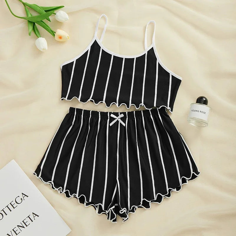 Pyjama d’Été Femme – Débardeur et Short Rayés