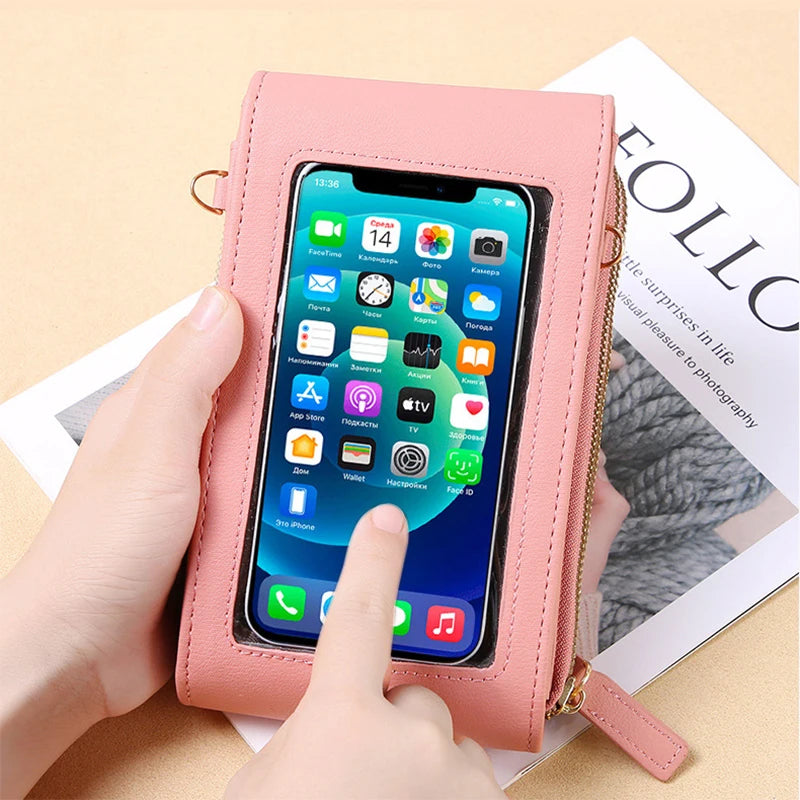 Sac à main pour téléphone portable à écran tactile en cuir souple pour femmes