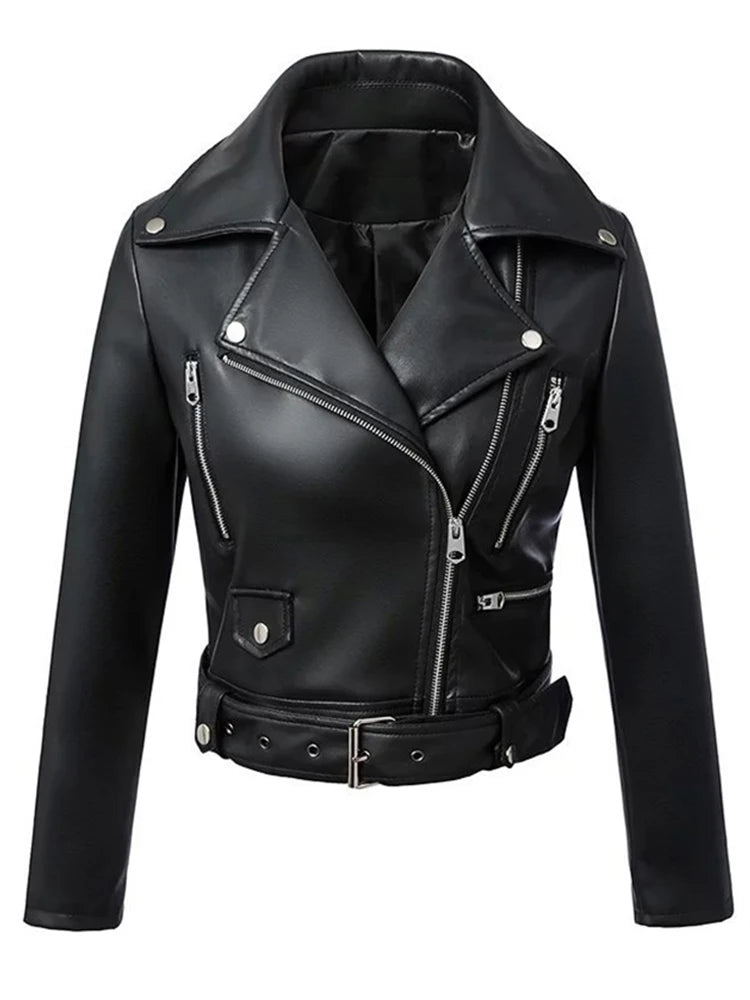 Blouson en similicuir noir pour femmes