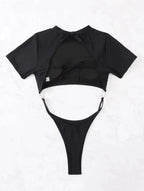 Maillot de bain Push Up une pièce à manches courtes pour femmes