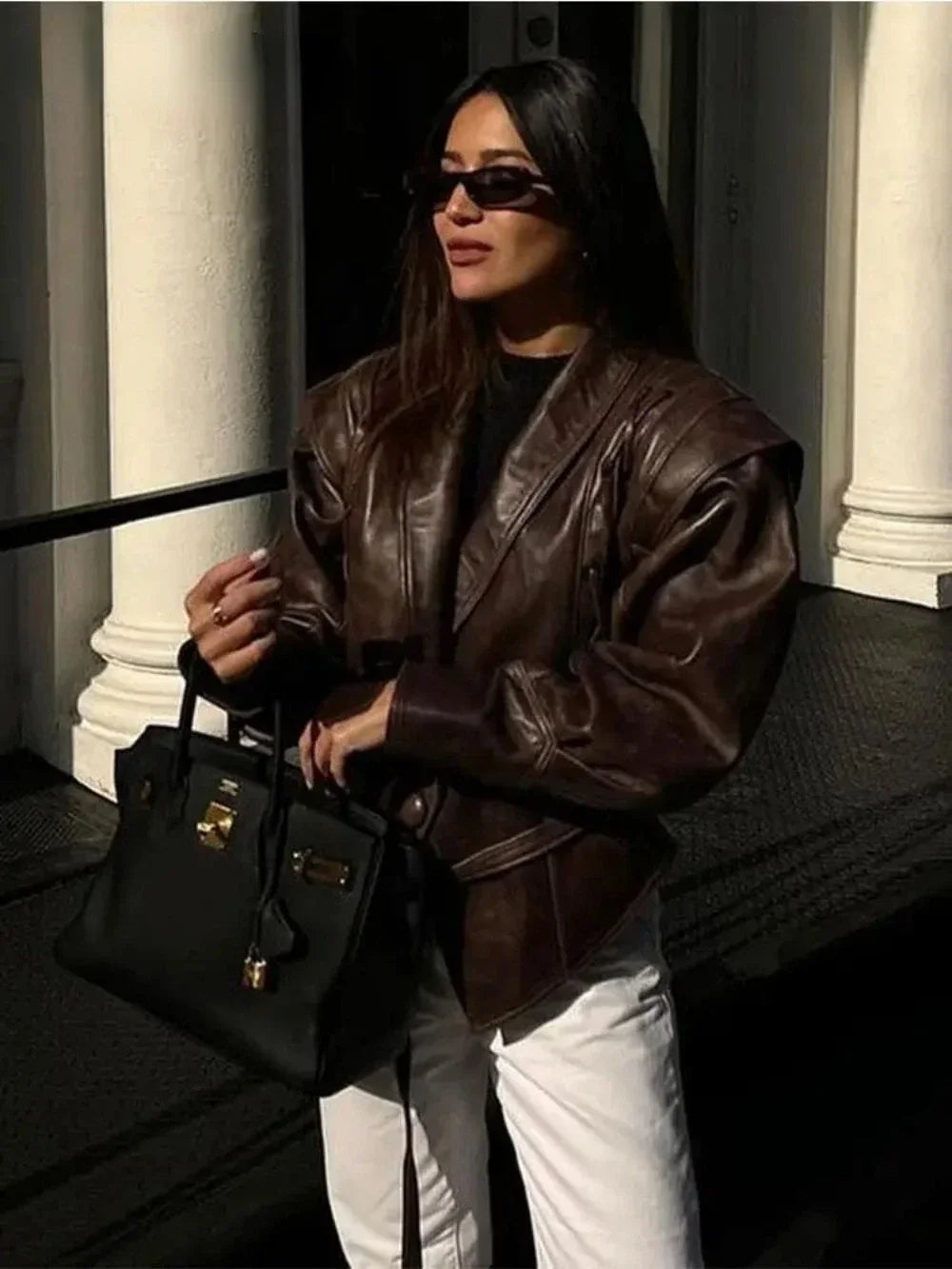 Veste en similicuir pour femmes