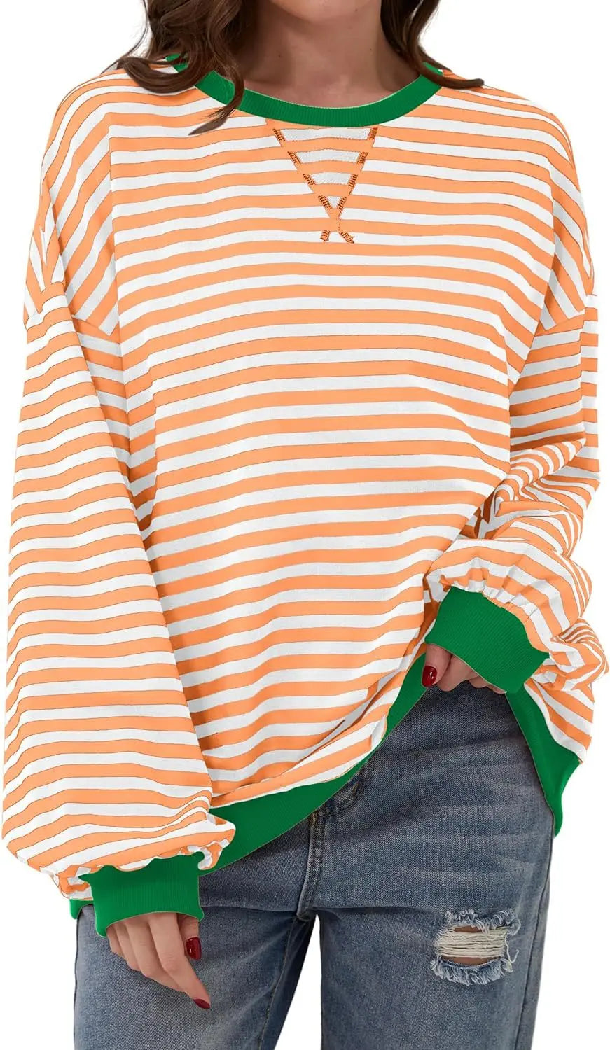 Sweat-shirt rayé surdimensionné pour femmes
