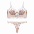 Ensemble soutien-gorge et string en dentelle ultra fine pour femmes