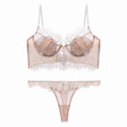 Ensemble soutien-gorge et string en dentelle ultra fine pour femmes