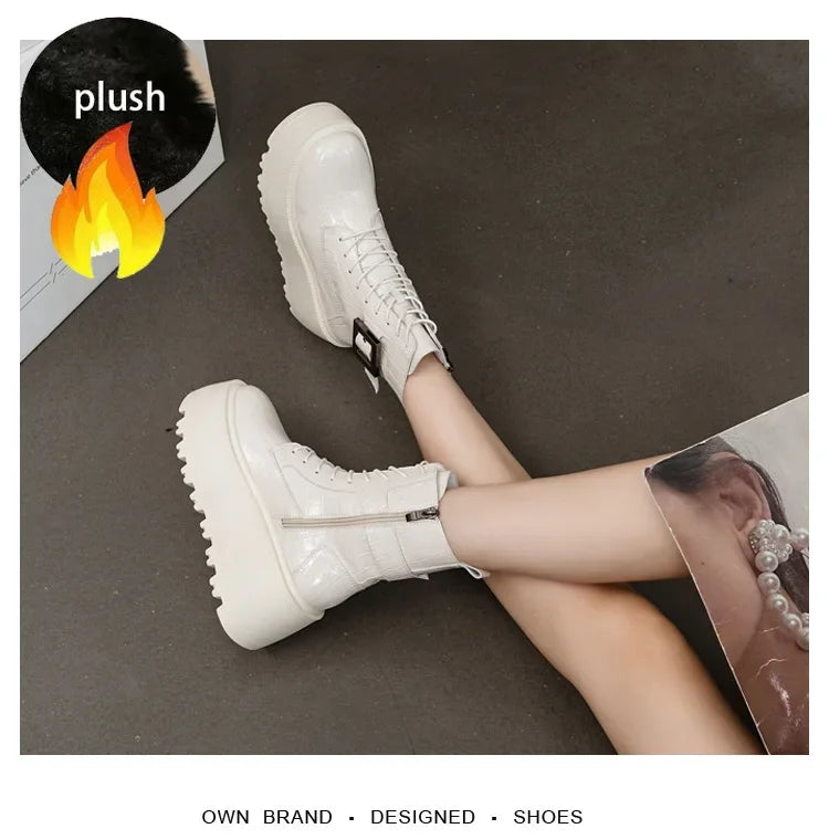 Bottines en cuir véritable pour femmes