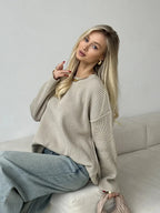 Pull basique tricoté col rond pour femmes