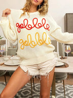 Pull en tricot brodé de lettres pour femmes