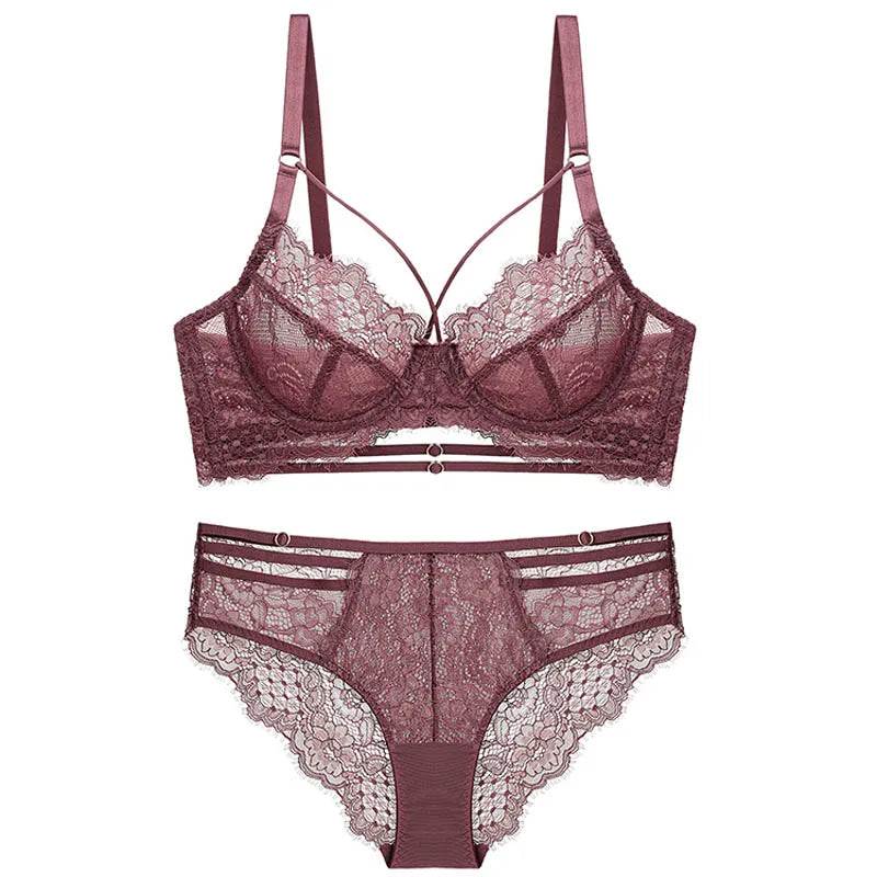 Ensemble soutien-Gorge Push Up et culotte en dentelle pour femmes