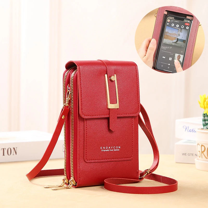 Sac à main en cuir souple téléphone portable pour femmes
