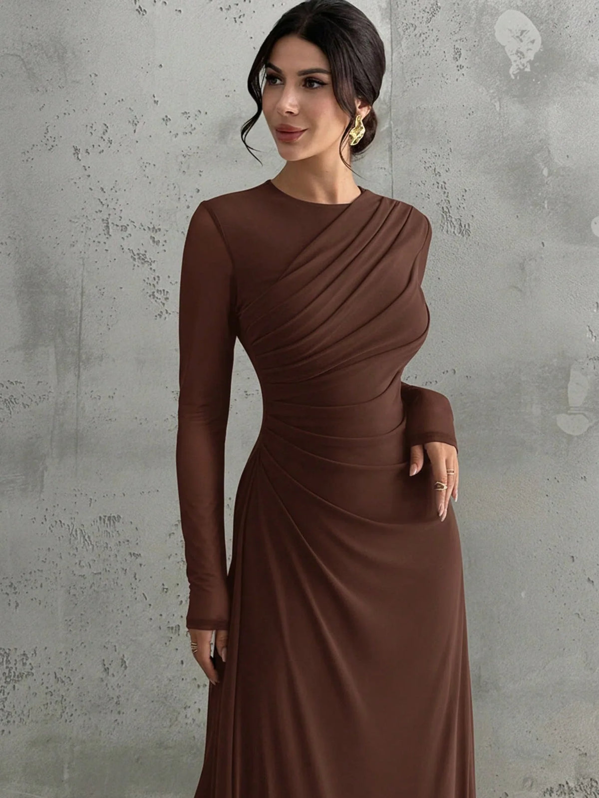 Robe en Maille Femme – Manches Longues et Ceinture