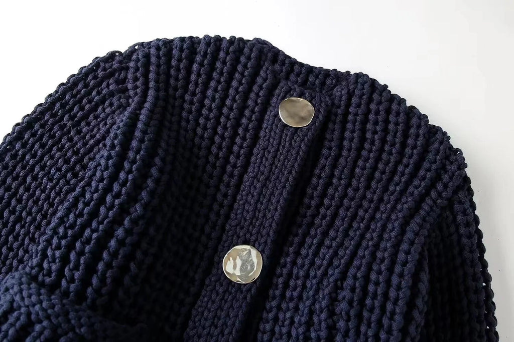 Cardigan à manches et col rond pour femmes