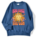 Sweat-shirt à capuche imprimé léopard et soleil pour femmes