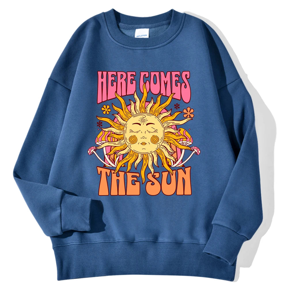Sweat-shirt à capuche imprimé léopard et soleil pour femmes