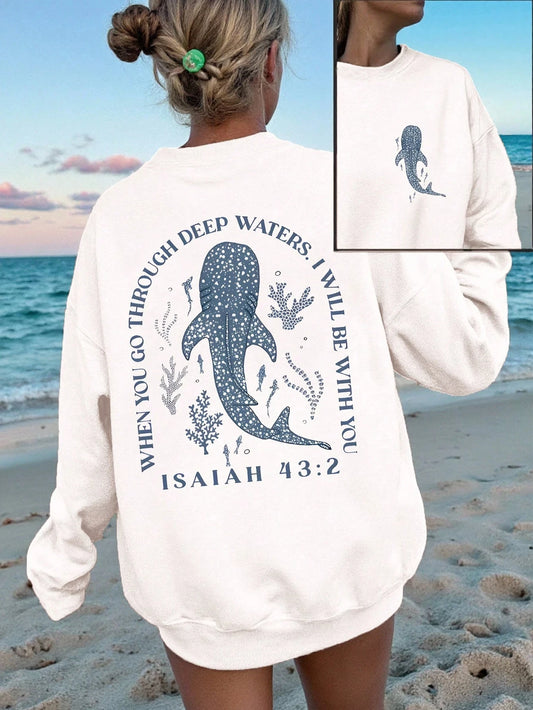 Sweat Oversize Femme – Imprimé Baleine Océan