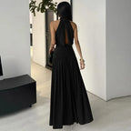 Robe longue dos nu élégante et sexy à col halter pour femmes