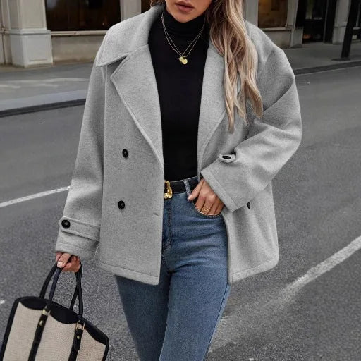 Veste en laine décontractée avec col de costume pour femmes